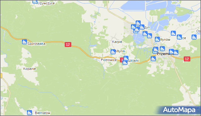 mapa Piotrowice gmina Przemków, Piotrowice gmina Przemków na mapie Targeo