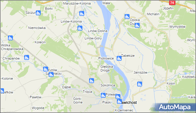 mapa Piotrowice gmina Zawichost, Piotrowice gmina Zawichost na mapie Targeo
