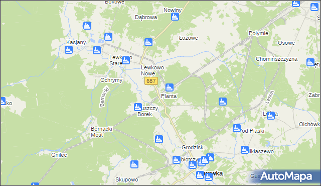 mapa Planta gmina Narewka, Planta gmina Narewka na mapie Targeo