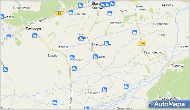 mapa Pławin gmina Stare Kurowo, Pławin gmina Stare Kurowo na mapie Targeo