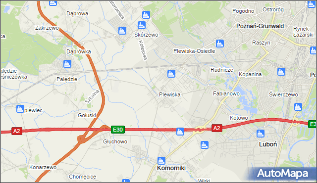 mapa Plewiska gmina Komorniki, Plewiska gmina Komorniki na mapie Targeo