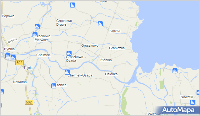 mapa Płonina gmina Sztutowo, Płonina gmina Sztutowo na mapie Targeo