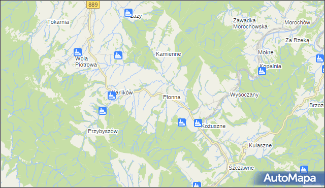 mapa Płonna gmina Bukowsko, Płonna gmina Bukowsko na mapie Targeo