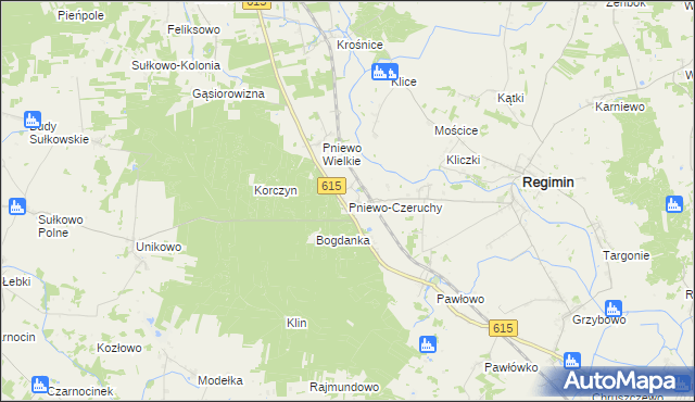 mapa Pniewo-Czeruchy, Pniewo-Czeruchy na mapie Targeo