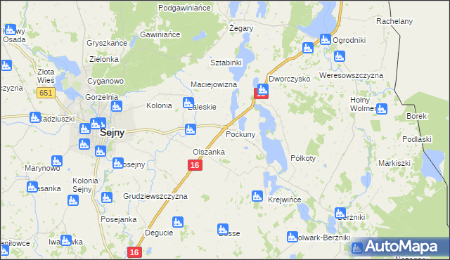 mapa Poćkuny, Poćkuny na mapie Targeo