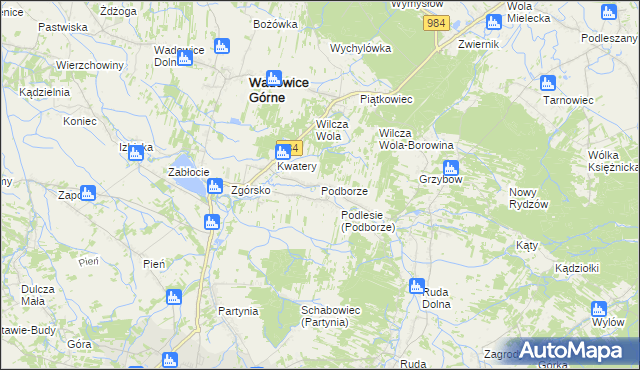 mapa Podborze gmina Radomyśl Wielki, Podborze gmina Radomyśl Wielki na mapie Targeo