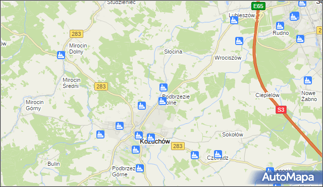mapa Podbrzezie Dolne, Podbrzezie Dolne na mapie Targeo