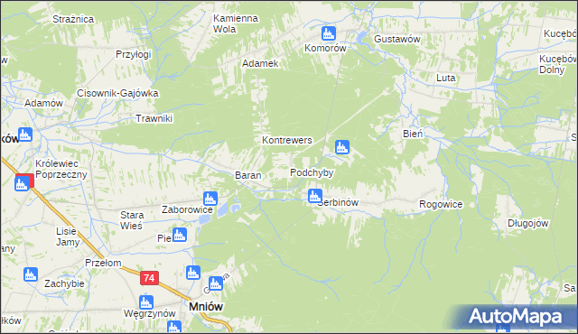 mapa Podchyby, Podchyby na mapie Targeo