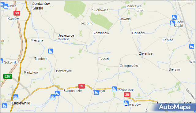 mapa Podgaj gmina Kondratowice, Podgaj gmina Kondratowice na mapie Targeo