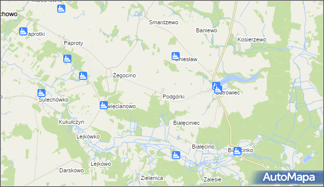 mapa Podgórki gmina Malechowo, Podgórki gmina Malechowo na mapie Targeo