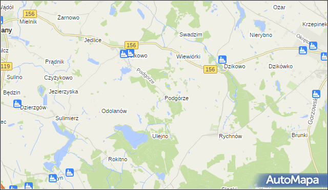 mapa Podgórze gmina Barlinek, Podgórze gmina Barlinek na mapie Targeo