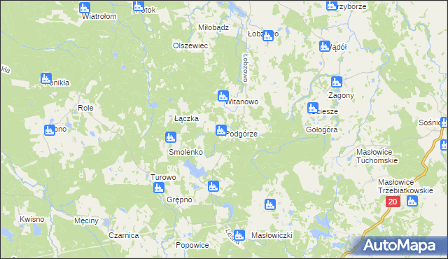 mapa Podgórze gmina Kołczygłowy, Podgórze gmina Kołczygłowy na mapie Targeo