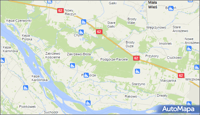 mapa Podgórze-Parcele, Podgórze-Parcele na mapie Targeo