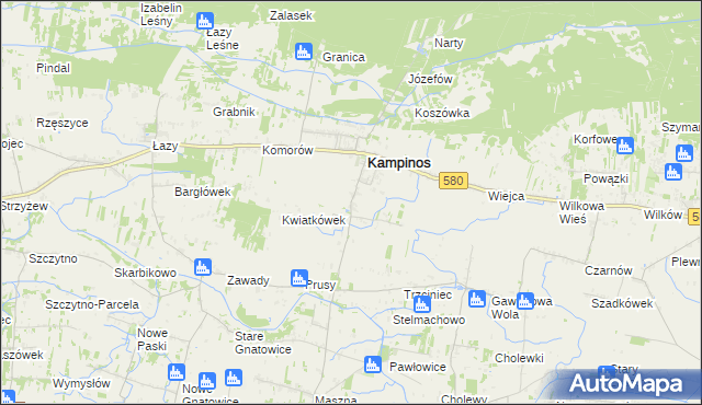 mapa Podkampinos, Podkampinos na mapie Targeo