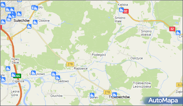 mapa Podlegórz, Podlegórz na mapie Targeo