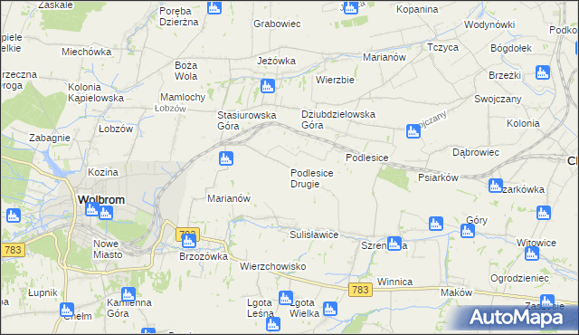 mapa Podlesice Drugie, Podlesice Drugie na mapie Targeo