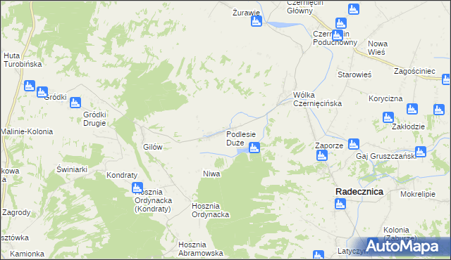 mapa Podlesie Duże gmina Radecznica, Podlesie Duże gmina Radecznica na mapie Targeo