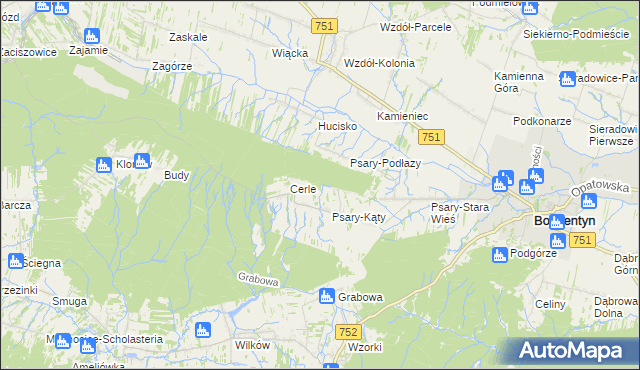 mapa Podlesie gmina Bodzentyn, Podlesie gmina Bodzentyn na mapie Targeo