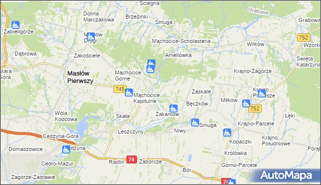 mapa Podmąchocice, Podmąchocice na mapie Targeo