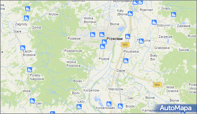 mapa Podole gmina Przecław, Podole gmina Przecław na mapie Targeo