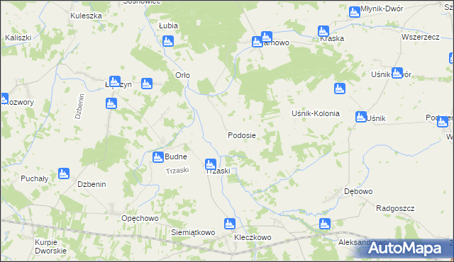 mapa Podosie gmina Miastkowo, Podosie gmina Miastkowo na mapie Targeo