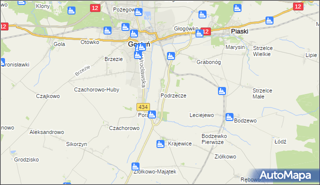 mapa Podrzecze gmina Piaski, Podrzecze gmina Piaski na mapie Targeo