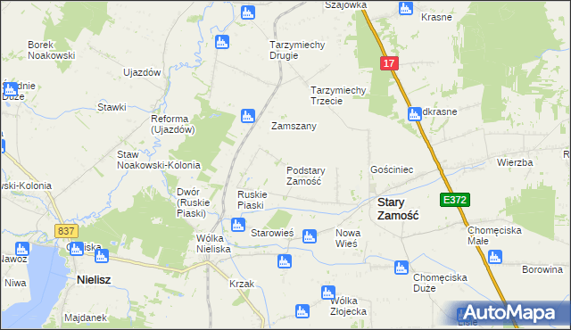 mapa Podstary Zamość, Podstary Zamość na mapie Targeo