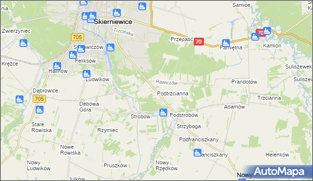mapa Podtrzcianna, Podtrzcianna na mapie Targeo
