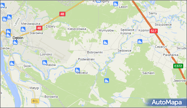 mapa Podwierzbie gmina Ryki, Podwierzbie gmina Ryki na mapie Targeo