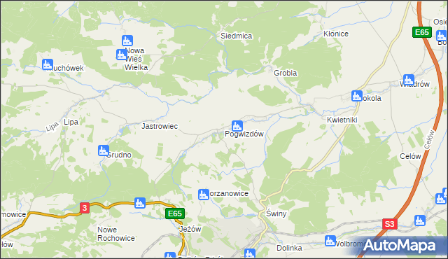 mapa Pogwizdów gmina Paszowice, Pogwizdów gmina Paszowice na mapie Targeo