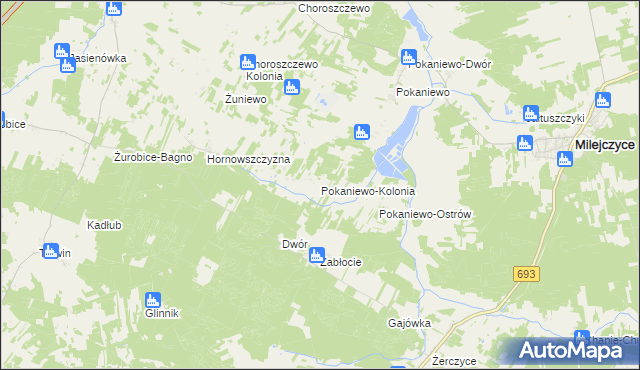 mapa Pokaniewo-Kolonia, Pokaniewo-Kolonia na mapie Targeo