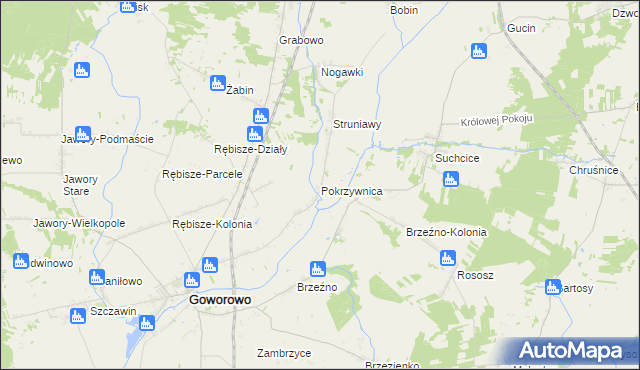 mapa Pokrzywnica gmina Goworowo, Pokrzywnica gmina Goworowo na mapie Targeo