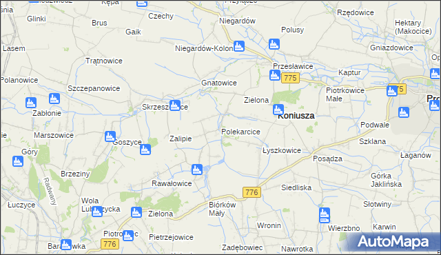 mapa Polekarcice, Polekarcice na mapie Targeo