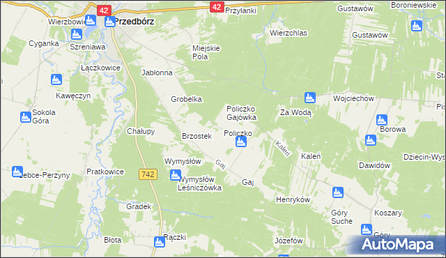 mapa Policzko, Policzko na mapie Targeo