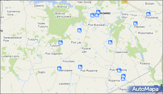 mapa Polskie Łąki, Polskie Łąki na mapie Targeo