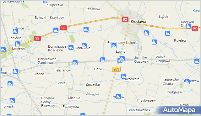 mapa Pomarzany Fabryczne, Pomarzany Fabryczne na mapie Targeo