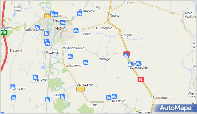 mapa Pomyje, Pomyje na mapie Targeo