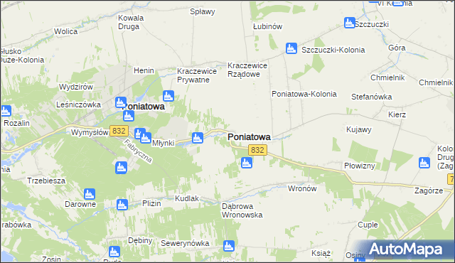 mapa Poniatowa powiat opolski, Poniatowa powiat opolski na mapie Targeo