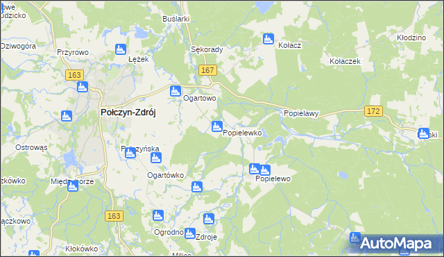 mapa Popielewko, Popielewko na mapie Targeo