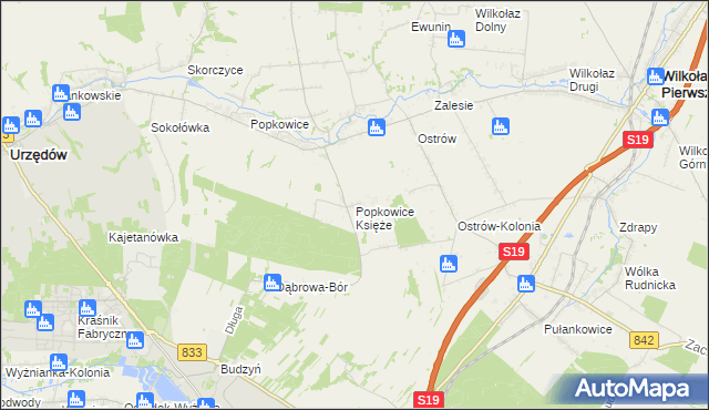 mapa Popkowice Księże, Popkowice Księże na mapie Targeo