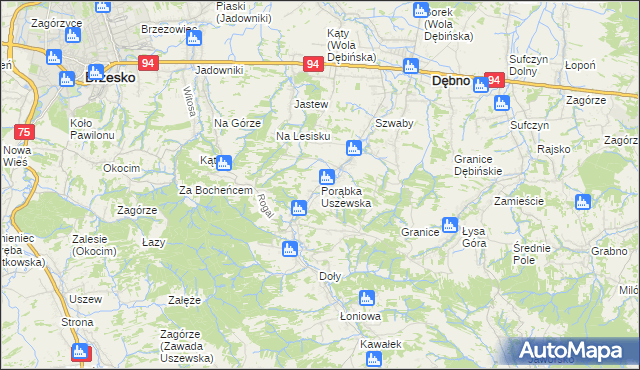 mapa Porąbka Uszewska, Porąbka Uszewska na mapie Targeo