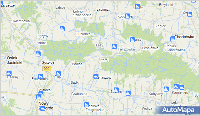 mapa Poraj gmina Chorkówka, Poraj gmina Chorkówka na mapie Targeo