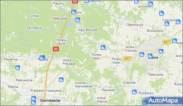 mapa Poręby Stare, Poręby Stare na mapie Targeo