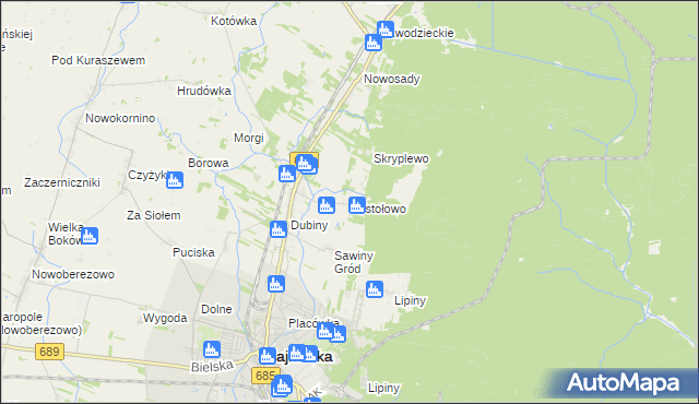 mapa Postołowo gmina Hajnówka, Postołowo gmina Hajnówka na mapie Targeo