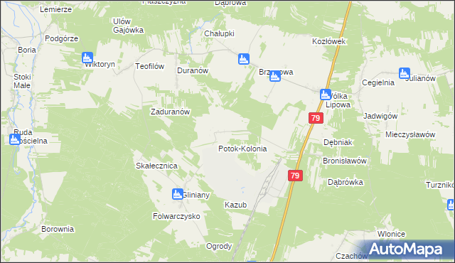 mapa Potok gmina Ożarów, Potok gmina Ożarów na mapie Targeo