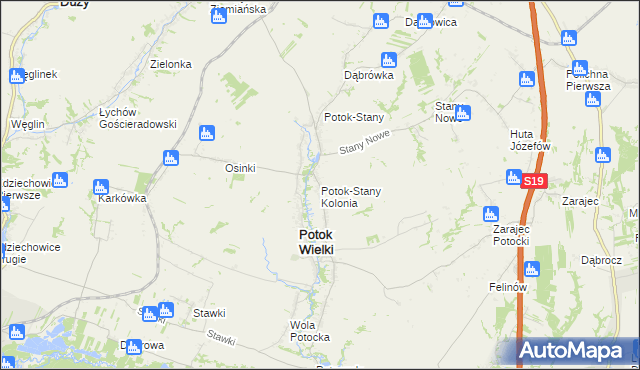mapa Potok-Stany Kolonia, Potok-Stany Kolonia na mapie Targeo