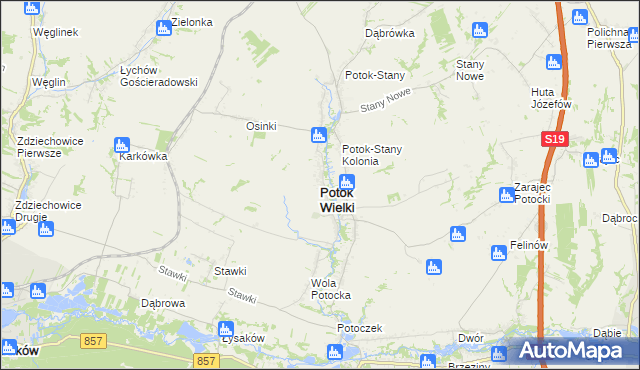 mapa Potok Wielki powiat janowski, Potok Wielki powiat janowski na mapie Targeo