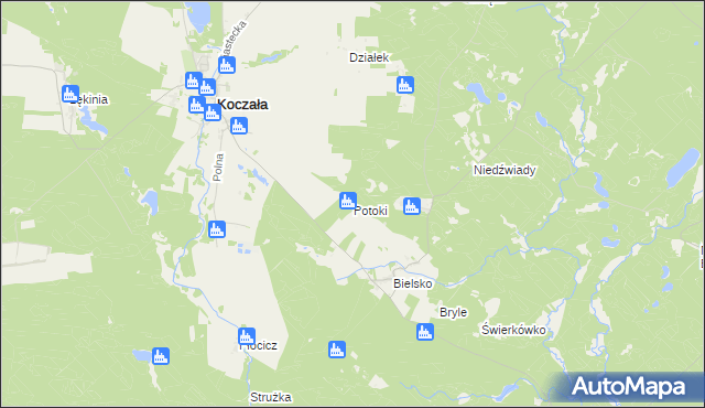 mapa Potoki gmina Koczała, Potoki gmina Koczała na mapie Targeo