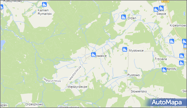 mapa Powalice gmina Sławoborze, Powalice gmina Sławoborze na mapie Targeo
