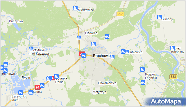 mapa Prochowice, Prochowice na mapie Targeo